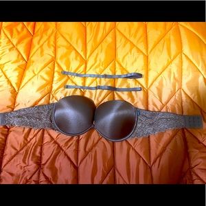 Pink Bronze shimmer strapless plunge bra by PINK